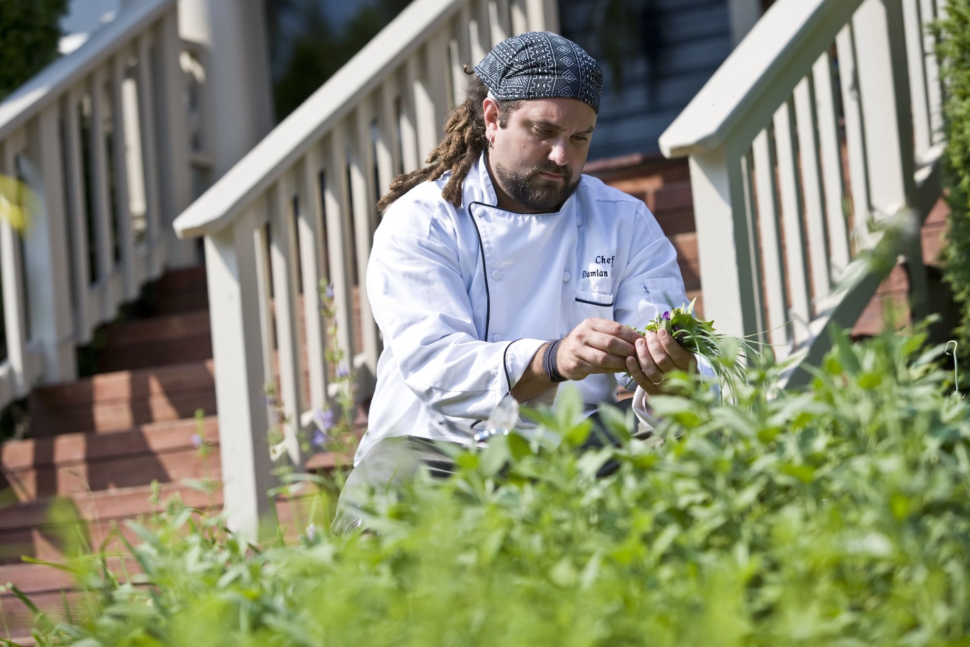 Chef Damian Heath in the Lot 12 Public House garden